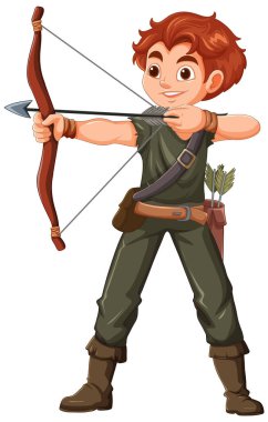 Genç bir okçu yayla nişan alıyor.