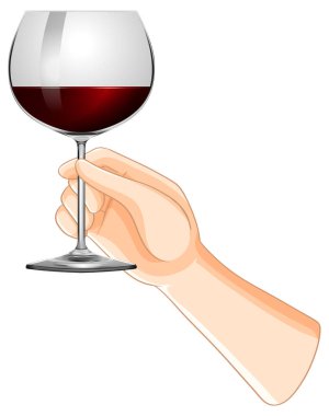 Şarap kadehini tutan bir elin resmi.