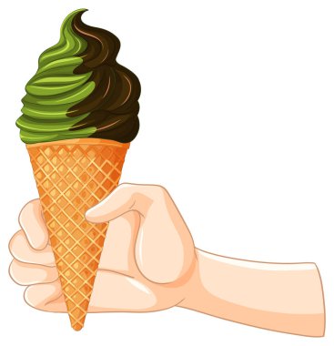 Illustration of a hand holding ice cream cone clipart