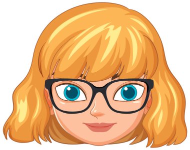 Gözlüklü ve mavi gözlü sarışın kadın.