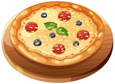 Domatesli ve zeytinli pizza tasviri