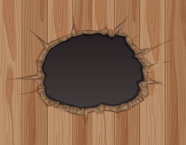 Tahta bir yüzeyde büyük bir delik.