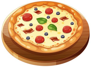 Soslu pizzanın vektör illüstrasyonu