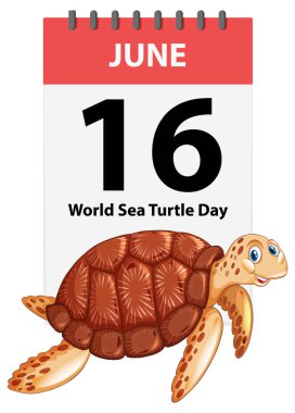 Illustration of a turtle with a calendar date clipart