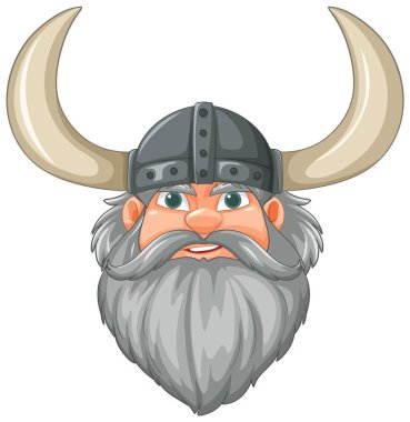 Sakallı Viking boynuzlu miğfer çizimi