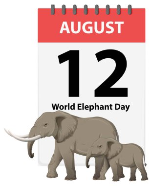 12 Ağustos takviminin önündeki filler