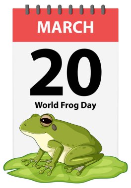 20 Mart 'ta bir kurbağanın yer aldığı takvim sayfası