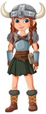 Savaşçı kılığındaki genç Viking kızı.