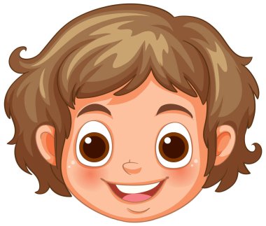 Büyük, parlak gözleri olan gülümseyen bir çocuk.