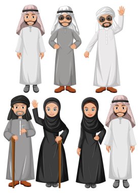 Orta Doğu aile üyelerinin vektör sanatı