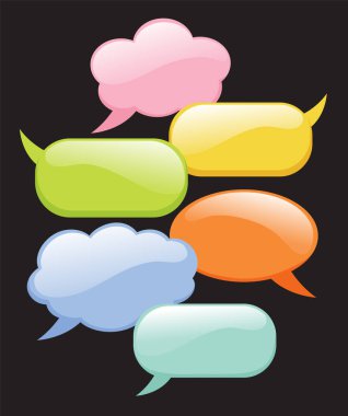 Canlı konuşma kabarcıkları diyalog ve etkileşimi sembolize ediyor