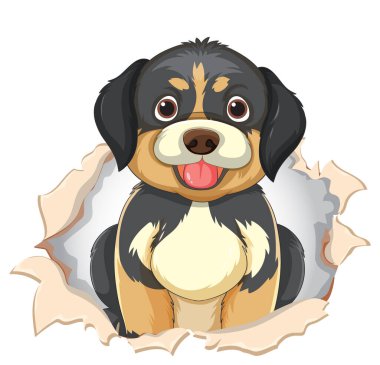 Sevimli köpek yavrusu yırtılan kağıtları kırıyor