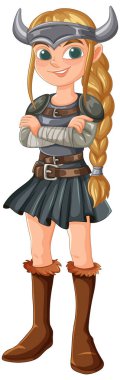Saçları örgülü genç Viking kız.