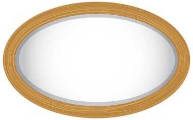 Ahşap çerçeveli zarif oval ayna.