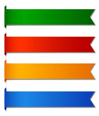 Dört canlı kurdele yeşil, kırmızı, turuncu, mavi