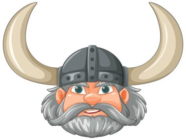 Boynuzlu miğferli Viking Savaşçısı çizgi filmi
