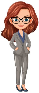 Confident woman in a gray business suit clipart