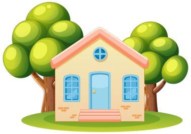 Etrafı canlı yeşil ağaçlarla çevrili rahat bir ev.