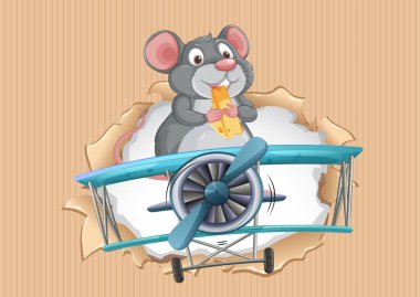 Kaliteli bir uçağın arkasında peynir tutan bir fare