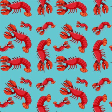 Canlı ıstakozlar canlı bir deniz mahsulü deseni yaratır.