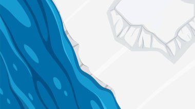 Yukarıdan gelen okyanus dalgaları ve buzdağının tasviri