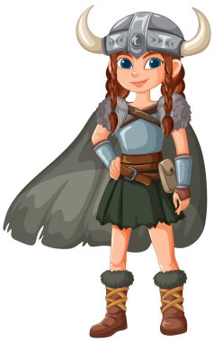 Savaşçı kılığındaki genç Viking kızı.