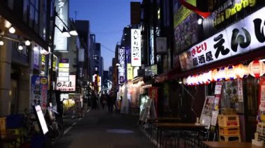 Canlı bir Japon alışveriş bölgesini keşfeden yayalar.