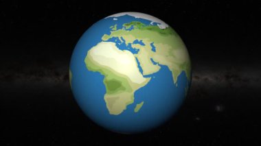 Varşova 'ya doğru dönen ve yakınlaşan Dünya animasyonu