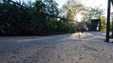 Hayvanat bahçesinin çevreleme yolunda yürüyen kişi