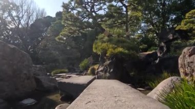 Huzurlu bir Japon bahçesinde yürümek