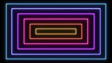 Neon dikdörtgenler şekil değiştiriyor ve ritmik olarak titreşiyor.