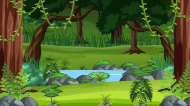 Huzurlu bir orman deresinin animasyon döngüsü.