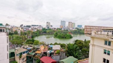 Hanoi 'nin şehir manzarasının panoramik görüntüsü