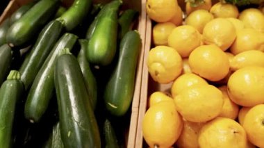 Kabaklar, limonlar ve dolmalık biberler sergilenir