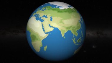 Dünya 'nın dönüşünün ve Kudüs' e yakınlaşmasının animasyonu