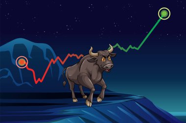 Kripto para birimi piyasasındaki büyümeyi sembolize eden boğa