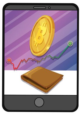 Değişken kripto para birimi grafiği olan dijital cüzdan