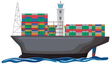 Konteynır taşıyan bir kargo gemisinin resmi.