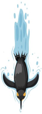 Penguen mavi okyanusa zarif bir şekilde dalıyor.