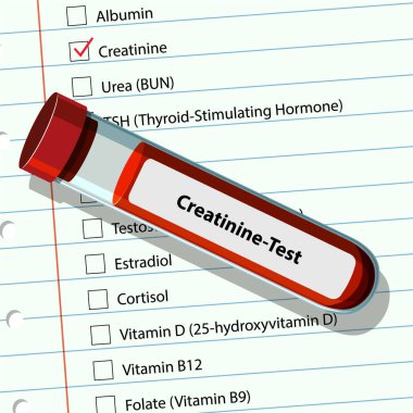 Kreatinin kan test tüpünün vektör görüntüsü