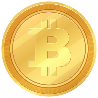 Parlak altın bir Bitcoin sembolü.