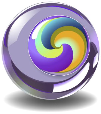 Parlak bir küre içinde canlı spiral tasarım