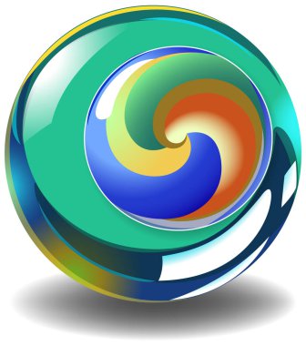 Parlak bir kürenin içinde canlı spiral tasarım