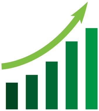 Yukarı doğru ok ile artan çubuk grafiği çizimi