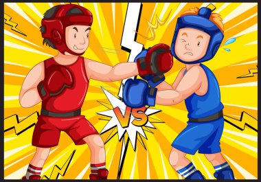 İki boksör canlı bir yarışmada karşı karşıya.