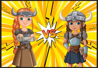 Dinamik bir çatışmada iki Viking karakteri