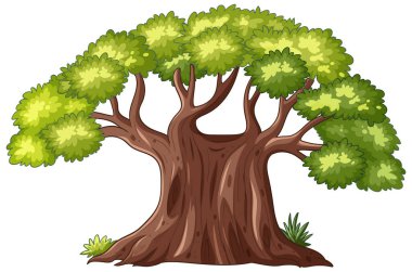 Canlı yeşil yaprakları olan büyük bir ağaç.