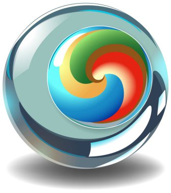 Parlak bir kürenin içinde kıvrımlı bir girdap.