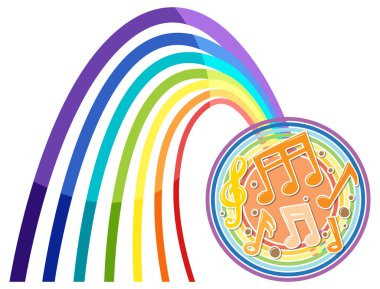 Müzik notaları ve sembolleriyle canlı gökkuşağı