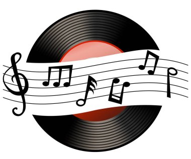 Müzik notaları eşliğinde plak kaydı